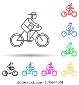 cyclist multi color style icon. Simple thin line, outline vector of cancer day icons for ui and ux, website or mobile application