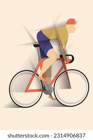 cyclist off  sadlle ride road bike. cycling abstract vector illustration