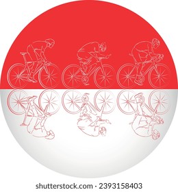 Cyclist on the background of the flag of Indonesia vector