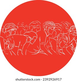 Cyclist on the background of the flag of Japan vector