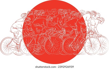 Cyclist on the background of the flag of Japan vector