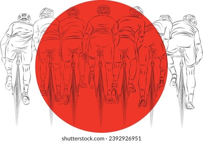 Cyclist on the background of the flag of Japan vector