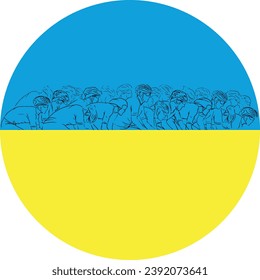 Cyclist on the background of the flag of Ukraine vector