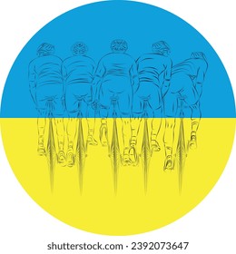Cyclist on the background of the flag of Ukraine vector
