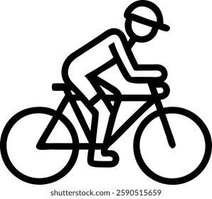 Cyclist on bicycle icon logo stock transparent sign line outline linear style vector illustration isolated on white background