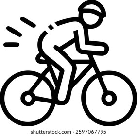 A Cyclist on bicycle icon logo stock transparent sign line outline linear style vector illustration isolated on white background