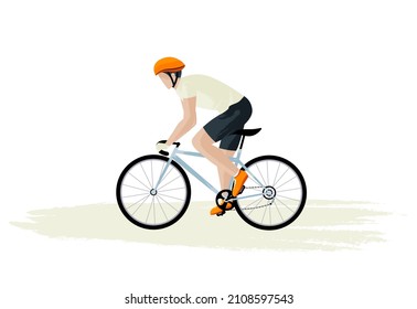 Cyclist on a bicycle in a bicycle race. Vector illustration. The concept of sports life, cyclists