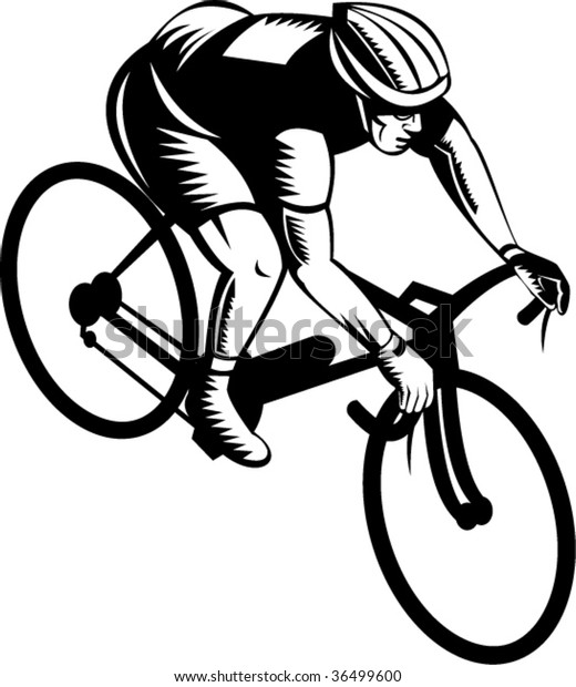 Cyclist On Bicycle Racing Viewed High Stock Vector (Royalty Free) 36499600