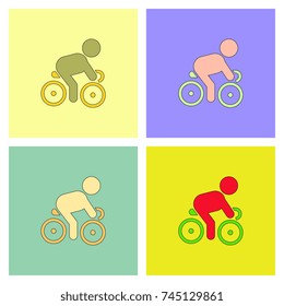 Cyclist on bicycle. Riding bicycle outdoors at summer. Fitness, sport, people and healthy lifestyle concept. collection