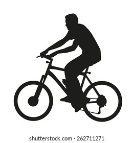 Cyclist on mountain bike. Vector silhouette