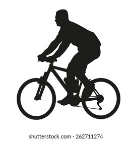 Cyclist on mountain bike. Vector silhouette