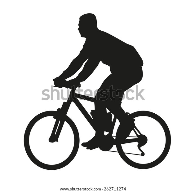 Stock Vektor Cyclist On Mountain Bike Vector Silhouette Bez Autorskych Poplatku 262711274