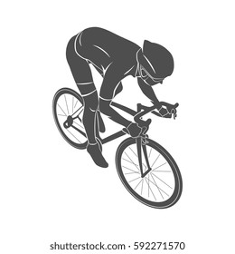 Cyclist on a race track on a white background. Vector illustration.