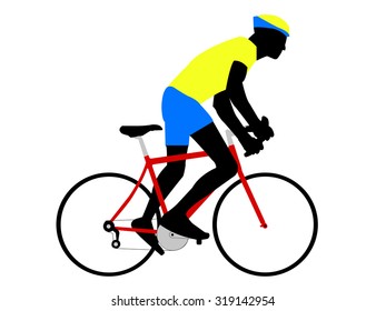 Cyclist on Red Bicycle