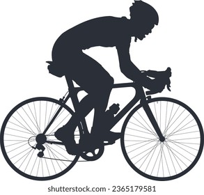 Cyclist on a sports road bike. Isolate vector silhouette.