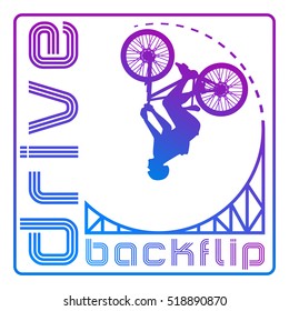 The cyclist on a springboard does a jump "Backflip"