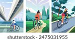 Cyclist On Urban Bridge Path