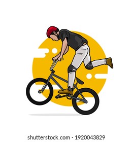 cyclist performs a jumping style. vector illustration. eps file