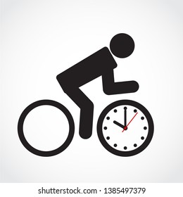 cyclist pictogram with clock icon