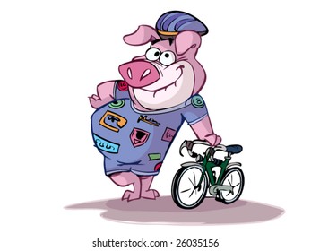 cyclist pig