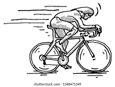 A cyclist racer on a bicycle. Hand drawn vector illustration.