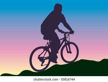 cyclist ride in the mountain