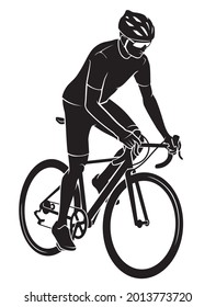 Cyclist Ride Uphill, Male Sport Silhouette