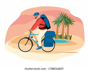 Cyclist rides through the desert