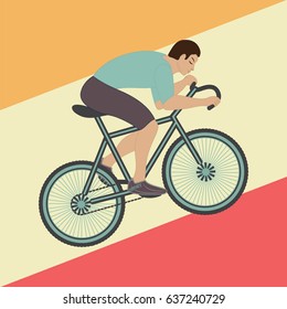 Cyclist riding a bike abstract art illustration creative modern flat style vector