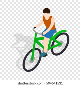 Cyclist riding a bike isometric icon 3d on a transparent background vector illustration