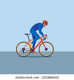 
a cyclist riding a racing bicycle on an isolated background