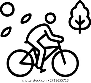 Ciclista passeando pela floresta de outono com fundo brilhante e conceito de espaço de cópia como um ciclista navegando em uma vibrante trilha na floresta de outono com folhagem colorida e ar nítido capturado contra um fundo brilhante que destaca a beleza sazonal e fornece amplo espaço de cópia.