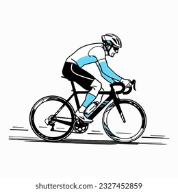 A cyclist riding through a bustling city square, vector illustration