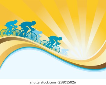 Cyclist riding in vector background