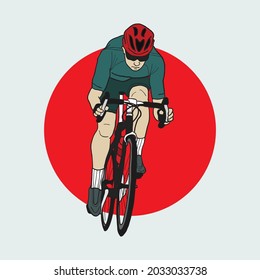 Cyclist Road Bike Vector Pop Art Line Drawing