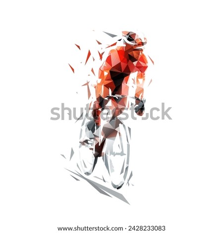 Cyclist, road cycling, isolated low poly vector illustration, geometric drawing from triangles
