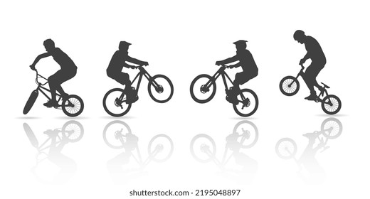 cyclist silhouette collection, vector illustration