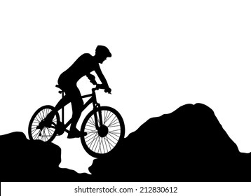 cyclist silhouette extreme biking vector