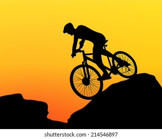 cyclist silhouette extreme biking vector