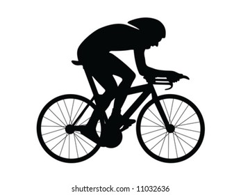 Cyclist silhouette isolated on a white background