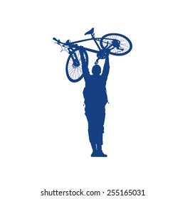 Cyclist silhouette isolated on a white background