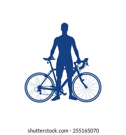 Cyclist silhouette isolated on a white background