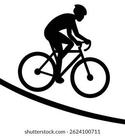 Cyclist Silhouette Vector Icon Riding Alone	