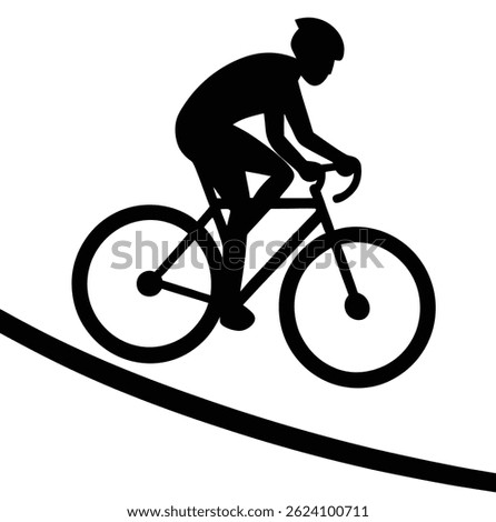 Cyclist Silhouette Vector Icon Riding Alone	