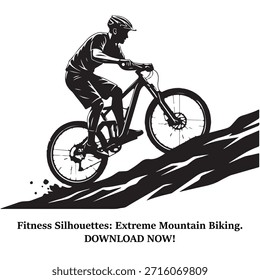 Ilustración vectorial de la silueta del ciclista que captura la aptitud y el movimiento atlético aislado en un fondo blanco, Vector