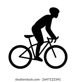 Ciclista Silhueta Vetor, Road Bike Rider Ícone em Preto e Branco.