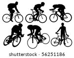 Cyclist silhouettes set