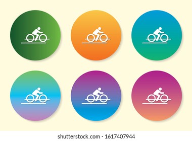 Cyclist six color gradient icon design.
