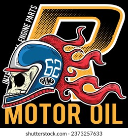 Cyclist skeleton horror vector graphic illustration art design t-shirt with text urban and flames, numbers sports.