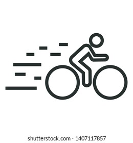 cyclist speed - minimal line web icon. simple vector illustration. concept for infographic, website or app.